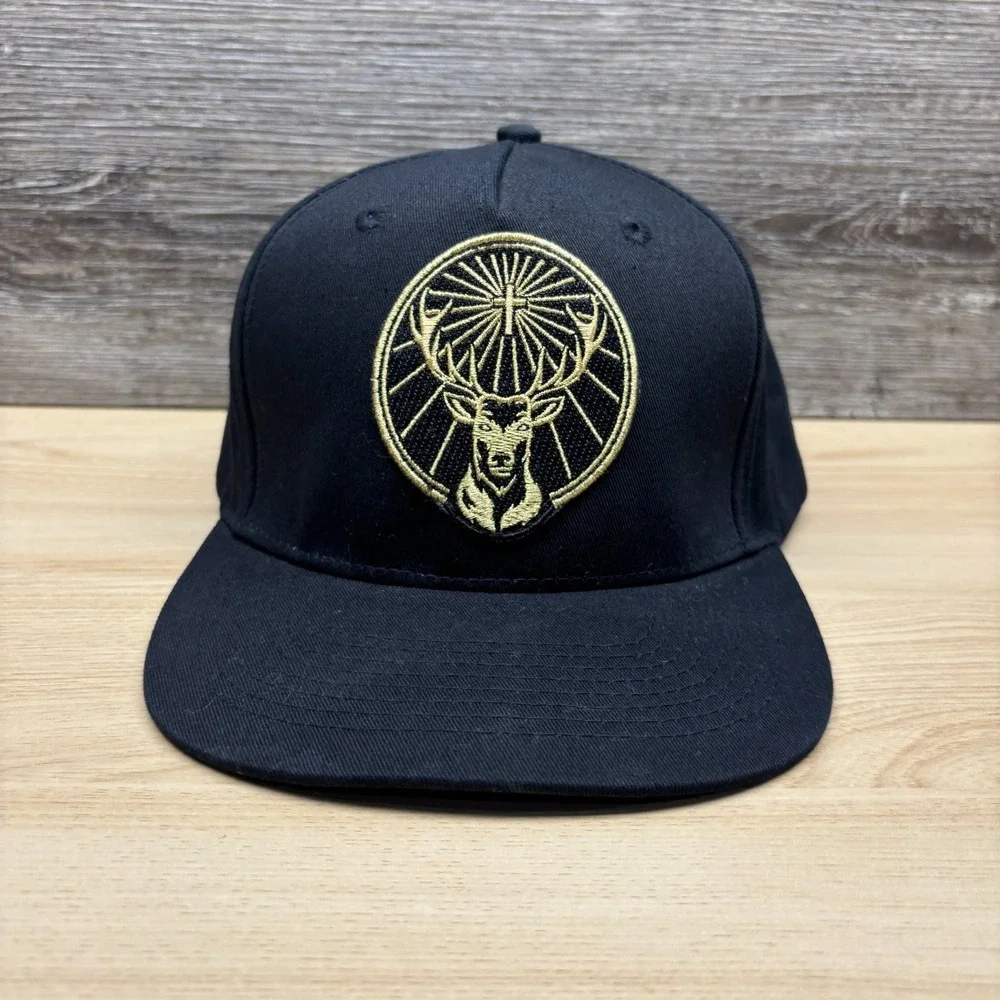 Jagermeister Hat Cap Snap Back Black Gold Embroidered Logo Beer Promo Adjustable